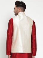 Jompers Men's Cream Embroidered Nehru Jacket | Grocsy