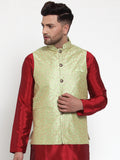 Jompers Men's Beautiful Green Embroidered Nehru Jacket | Grocsy