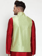 Jompers Men's Beautiful Green Embroidered Nehru Jacket | Grocsy