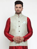 Jompers Men's Beautiful Blue Embroidered Nehru Jacket | Grocsy