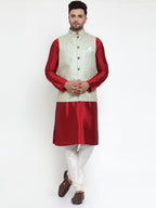 Jompers Men's Beautiful Blue Embroidered Nehru Jacket | Grocsy