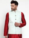 Jompers Men Blue Embroidered Nehru Jacket | Grocsy