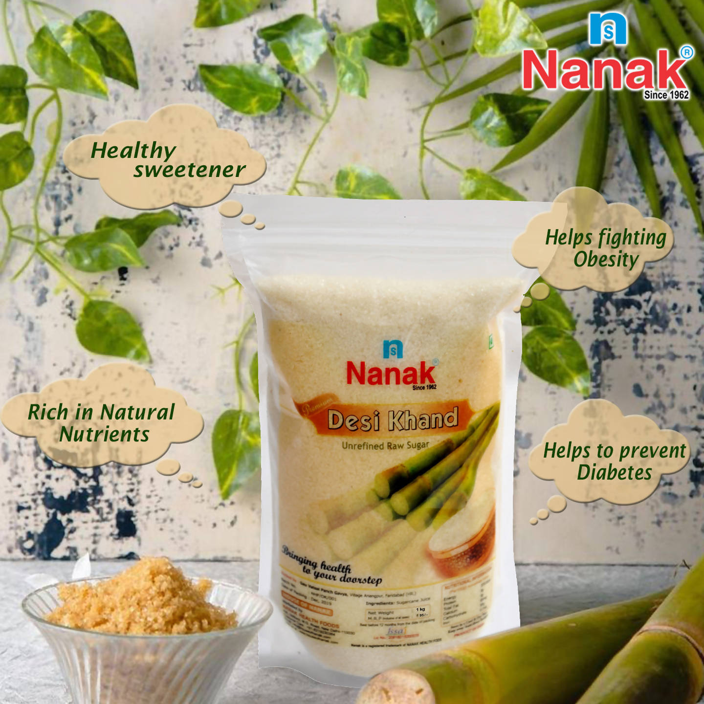 Nanak Premium Desi Khand - 1Kg (Healthy Sweetener) | Grocsy
