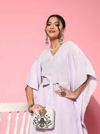 Ahalyaa Women Floral Poly Crepe Belted Detail Kurta Set | Grocsy