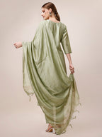 Embroidered Kurta With Pant And Dupatta Set, Multicolor - Hiral Fashion | Grocsy