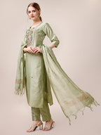 Embroidered Kurta With Pant And Dupatta Set, Multicolor - Hiral Fashion | Grocsy