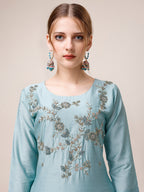 Hand Embroidered Kurta With Pant And Dupatta Set, Multicolor - Hiral Fashion | Grocsy