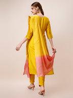 Hand Embroidered Kurta With Pant And Dupatta Set, Multicolor - Hiral Fashion | Grocsy