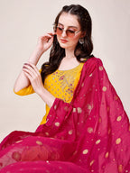 Yellow Chanderi Hand Embroidered Kurta With Pant & Dupatta Set., Multicolor - Hiral Fashion | Grocsy