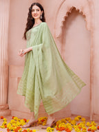 Thread Embroidered Kurta With Pant And Dupatta Set, Multicolor - Hiral Fashion | Grocsy