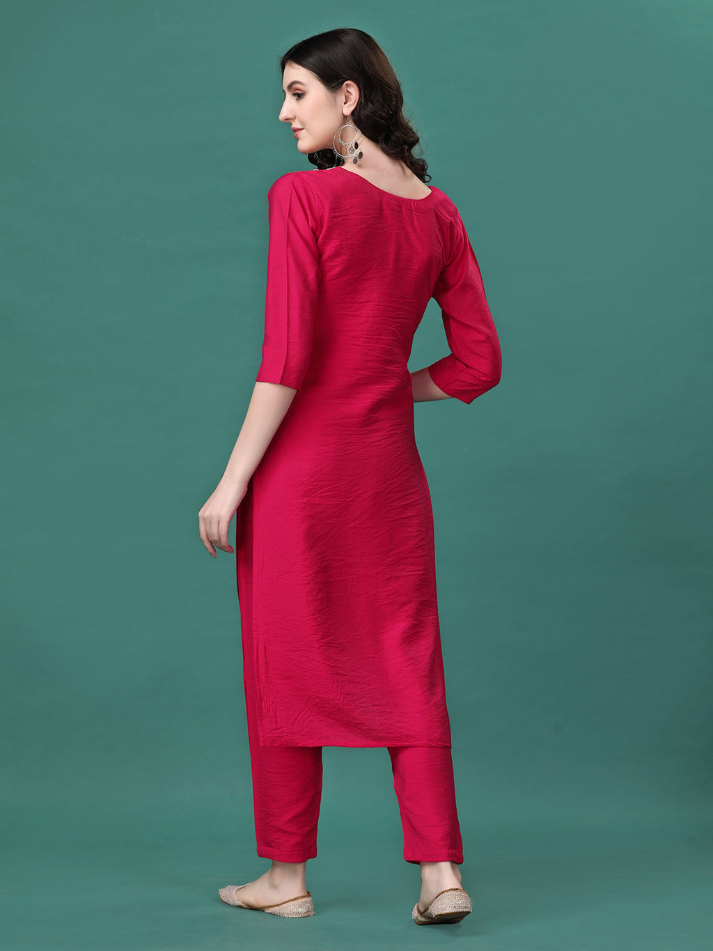 Hand Embroidered Kurta With Pant & Dupatta, Multicolor - Hiral Fashion | Grocsy