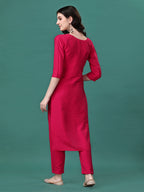 Hand Embroidered Kurta With Pant & Dupatta, Multicolor - Hiral Fashion | Grocsy