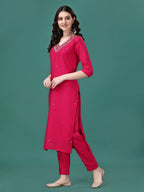 Hand Embroidered Kurta With Pant & Dupatta, Multicolor - Hiral Fashion | Grocsy