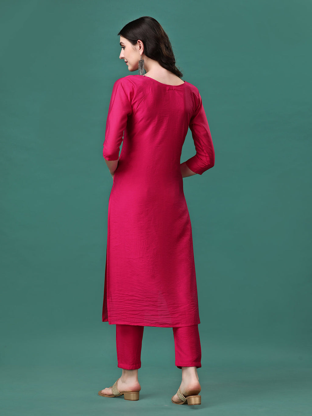 Hand Embroidered Kurta With Pant & Embroidered Dupatta, Multicolor - Hiral Fashion | Grocsy