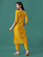 Hand Embroidered Kurta With Pant & Embroidered Dupatta, Multicolor - Hiral Fashion | Grocsy