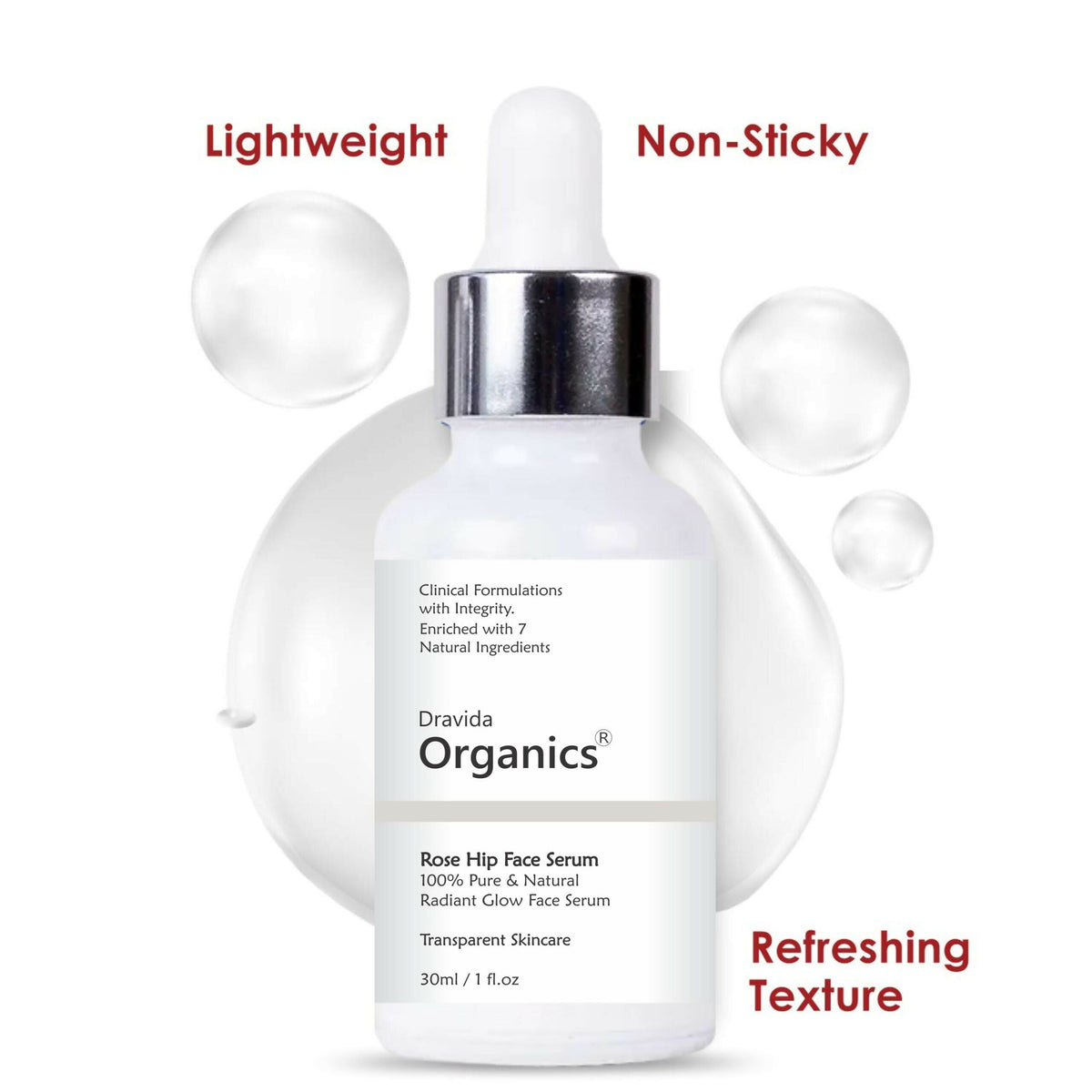 Dravida Organics Rose Hip Radiant Glow Face Serum for Men & Women | Grocsy