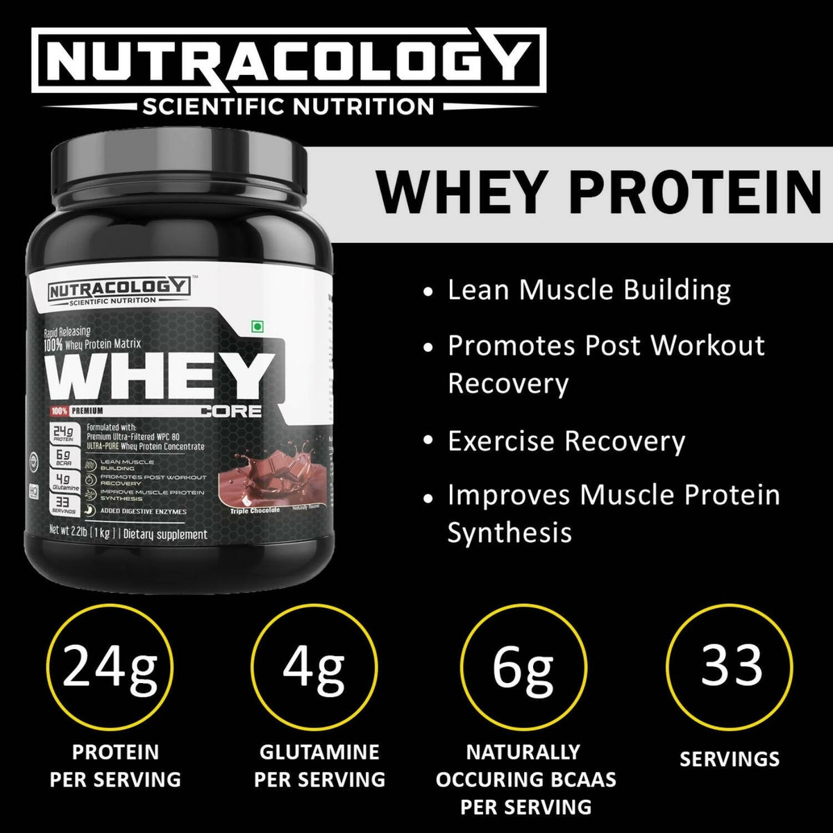 Nutracology Whey Core Whey Protein For Muscle Strength & Stamina | Grocsy