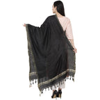 A R Silk Golden Border Regular Dupatta Color Black Dupatta or Chunni | Grocsy