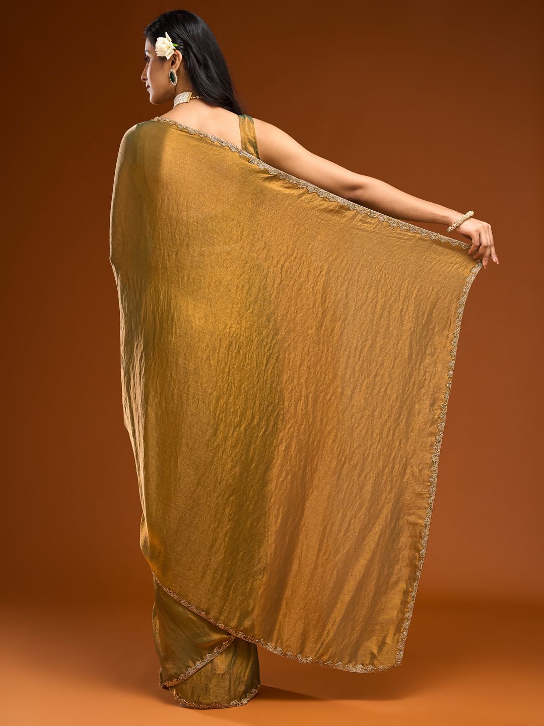 kasee Solid Beads and Stones Saree | Grocsy