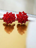 Inhanns Small Statement Studs Earrings - Red | Grocsy