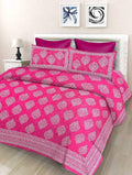 Vamika Printed Cotton Pink Bedsheet With Pillow Covers (LEOC_2_PINK) | Grocsy