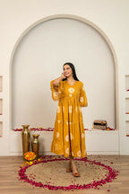 Joban Fashion Mustard Yellow Tie & Dye Cotton Dress | Grocsy