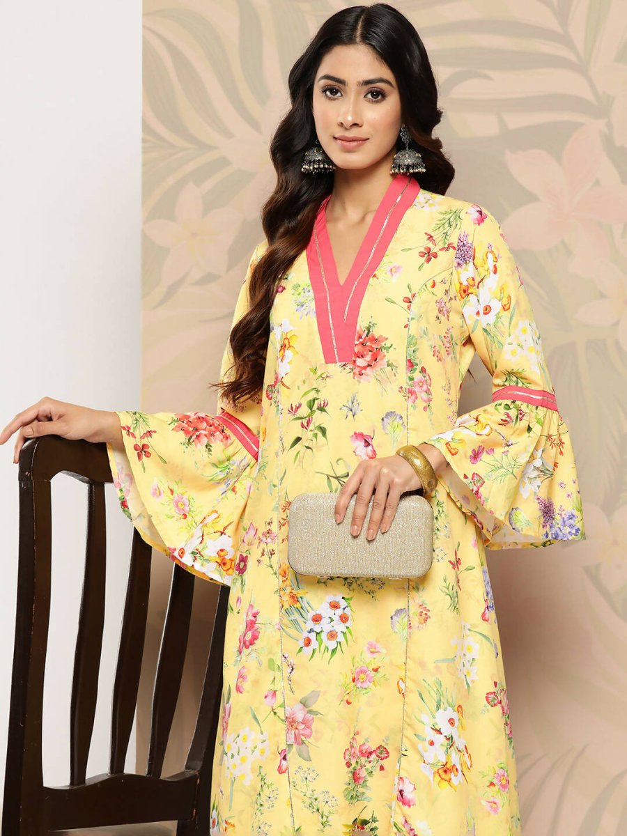 Ahalyaa Women's Traditional wear Kurta - Yellow | Grocsy