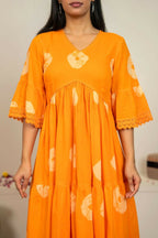 Joban Fashion Orange Tie & Dye Cotton Dress | Grocsy