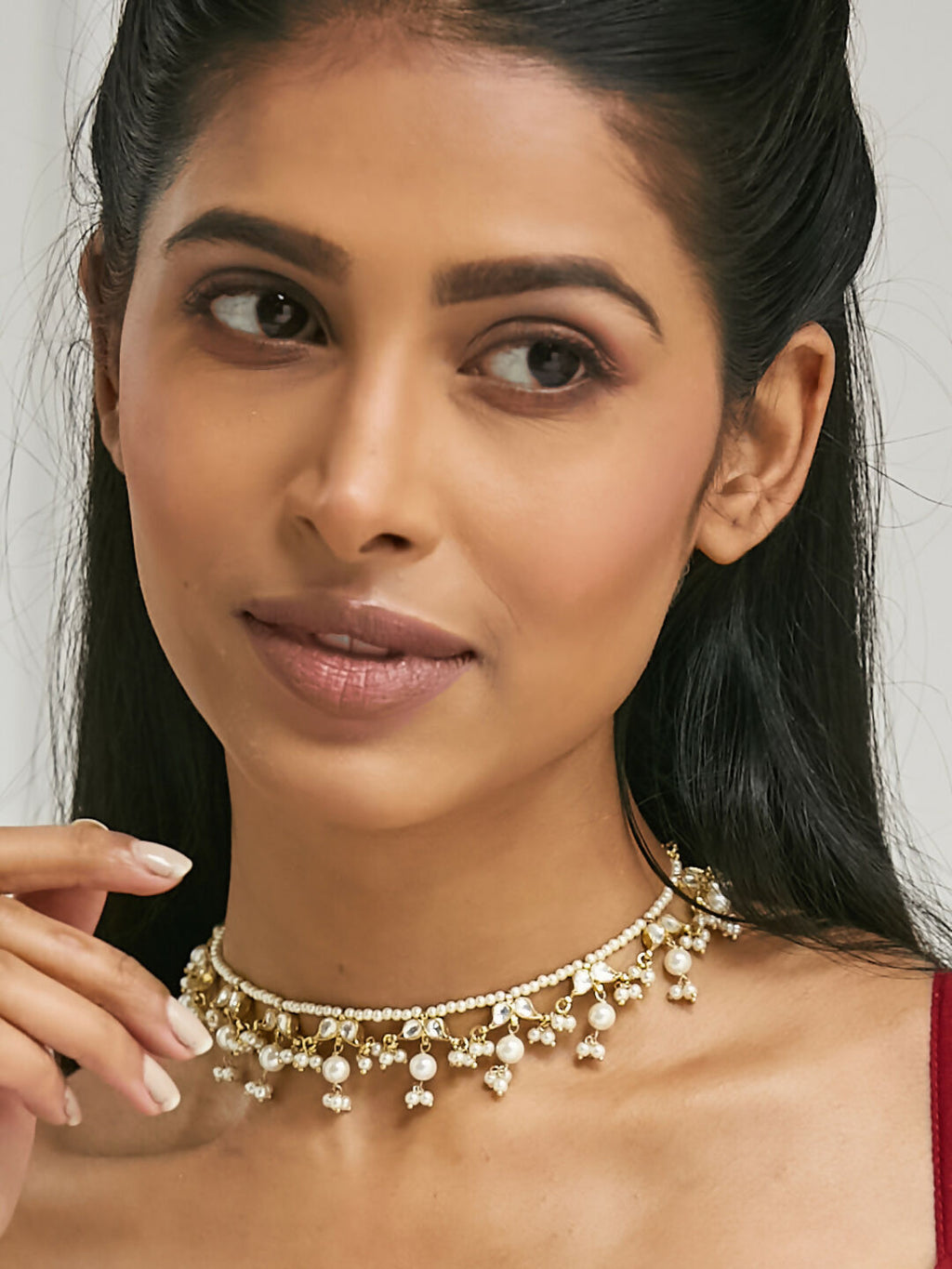 Nuyug 22K Gold-Plated Kundan & Pearl Studded Matha Patti Head Jewellery | Grocsy