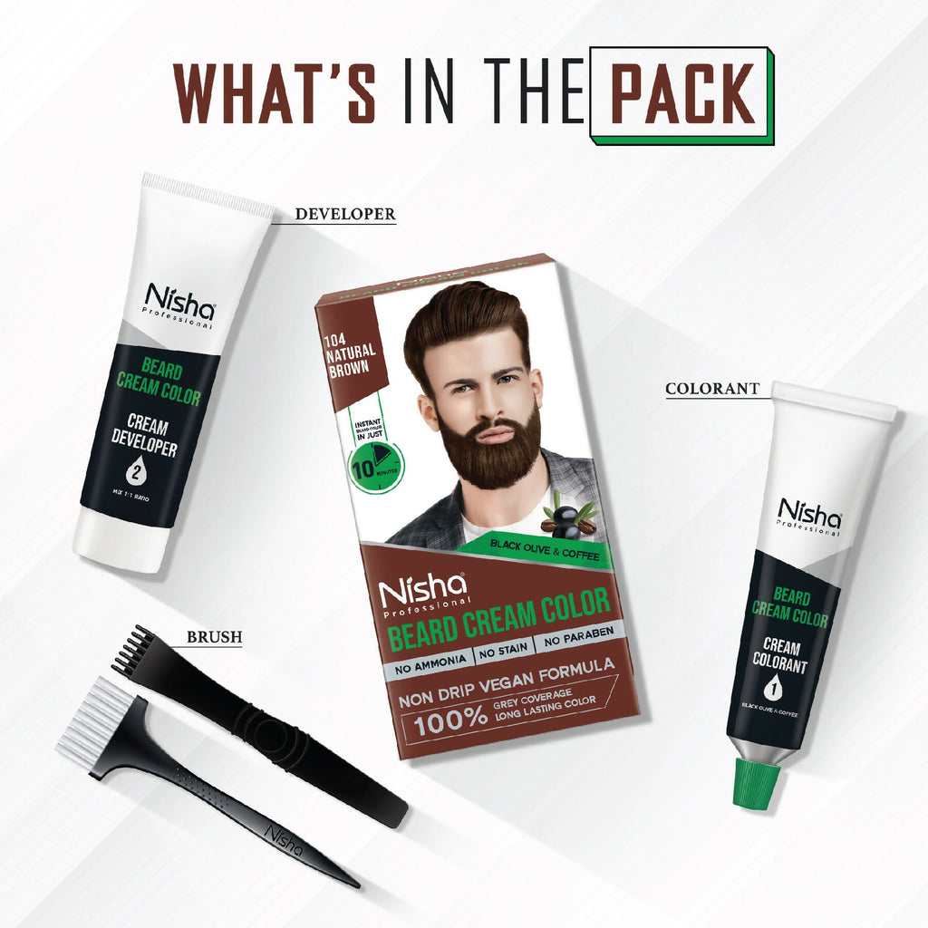 Nisha Beard Colour for Men - Natural Brown | Grocsy