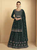 Myra Dark Green Georgette Embroidered Sharara Suit | Grocsy
