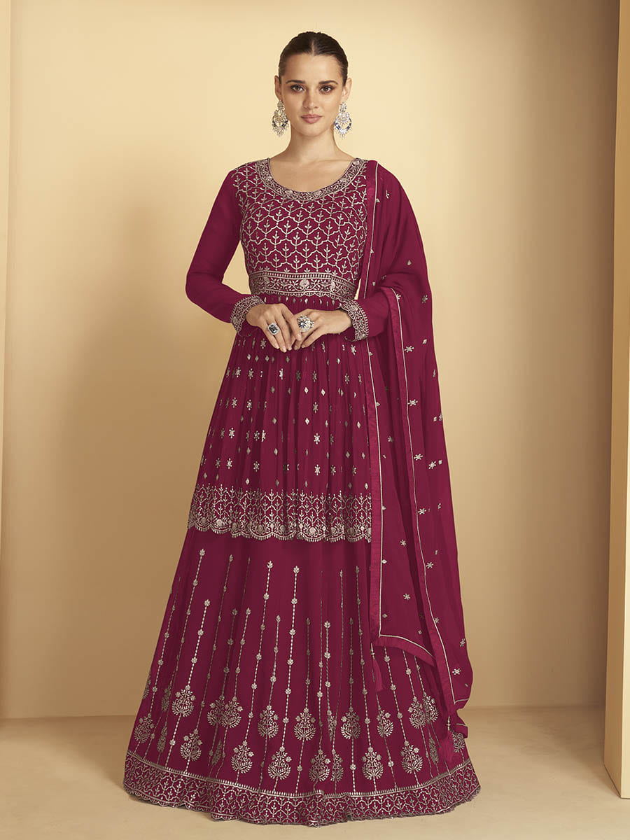 Myra Rani Georgette Embroidered Sharara Suit | Grocsy