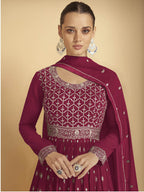 Myra Rani Georgette Embroidered Sharara Suit | Grocsy