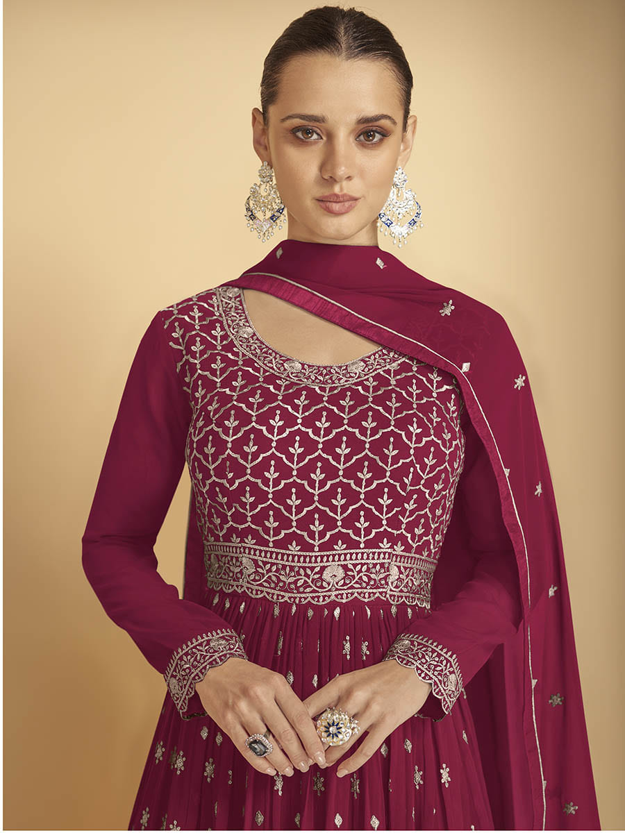 Myra Rani Georgette Embroidered Sharara Suit | Grocsy