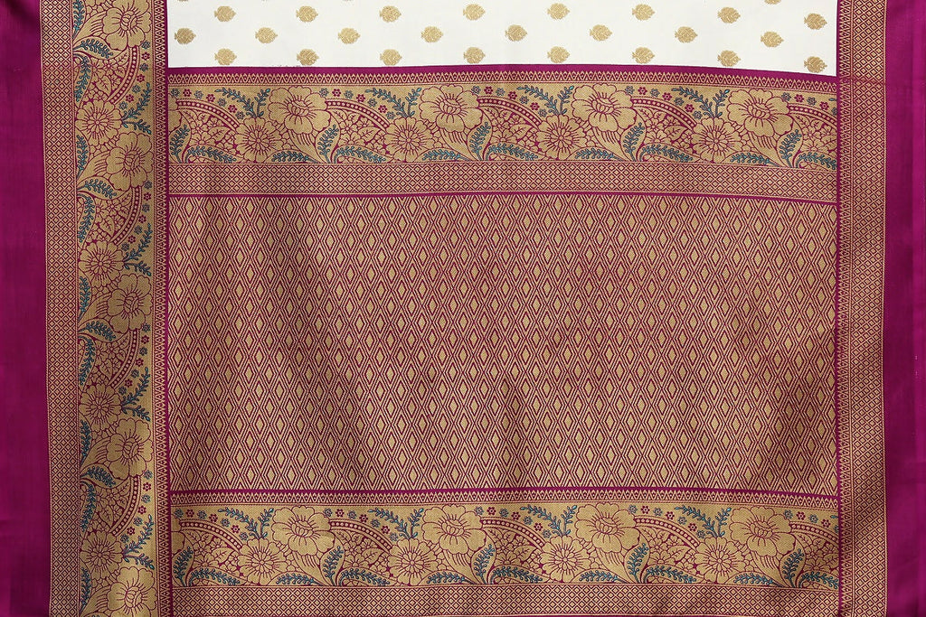 Vamika white & purple Printed Art Silk Saree | Grocsy