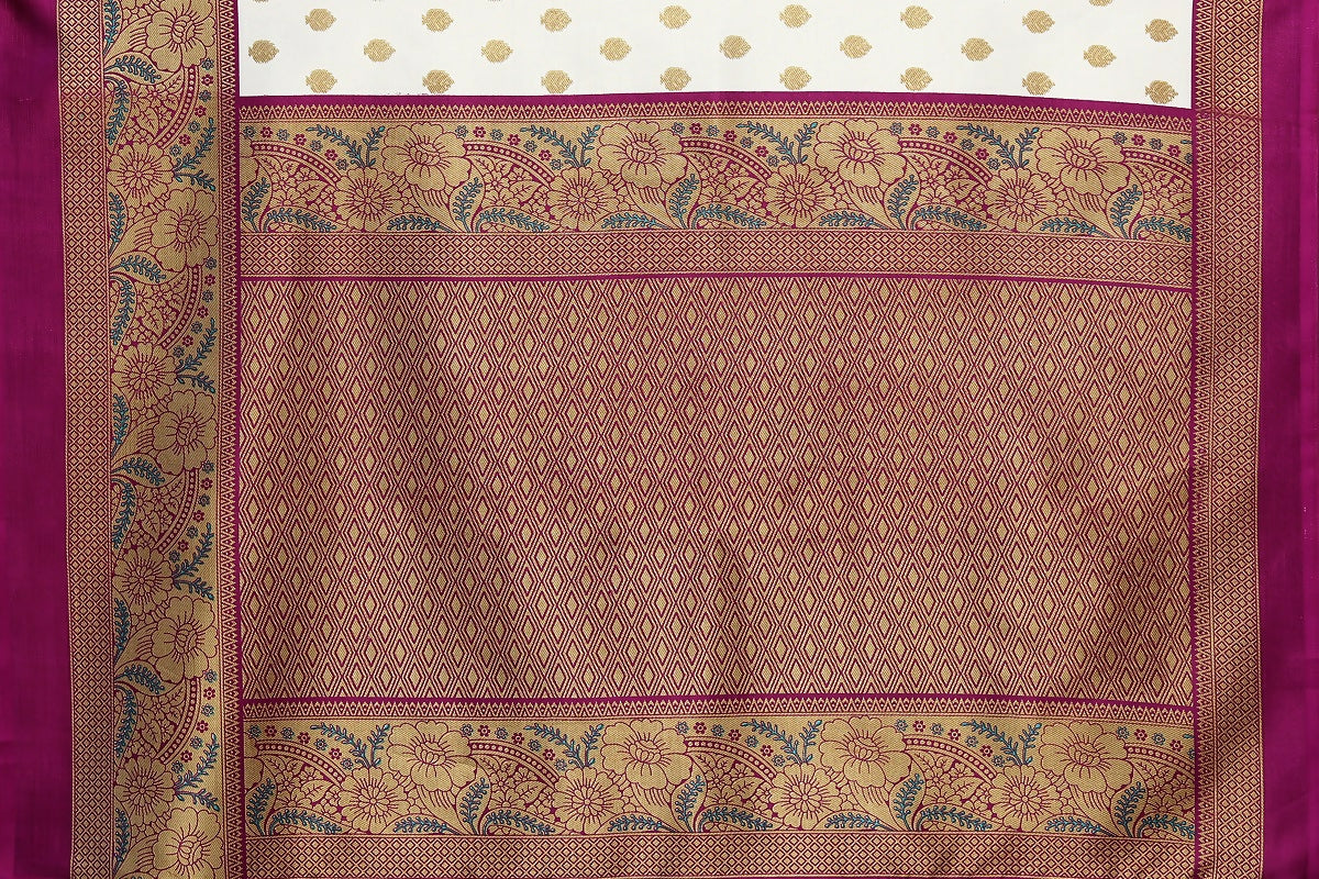Vamika white & purple Printed Art Silk Saree | Grocsy