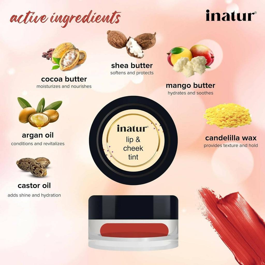 Inatur Lip and Cheek Tint Sunny Red | Grocsy