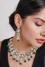 Divisha Alloy Gold-plated Green Fashion Jewellery Set | Grocsy