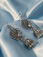 NVR Women Peacock Design German Silver Oxidised Jhumka Earrings | Grocsy