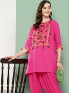 Ahalyaa Women's Traditional Wear Co-ods - Pink | Grocsy