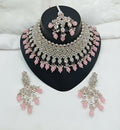 Joban Fashion Women Pink Stone Work Necklace Set | Grocsy