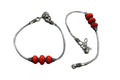 Mominos Fashion Kamal Johar Oxidised Silver With Red Beads Anklets | Grocsy