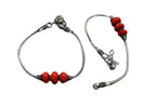 Mominos Fashion Kamal Johar Oxidised Silver With Red Beads Anklets | Grocsy