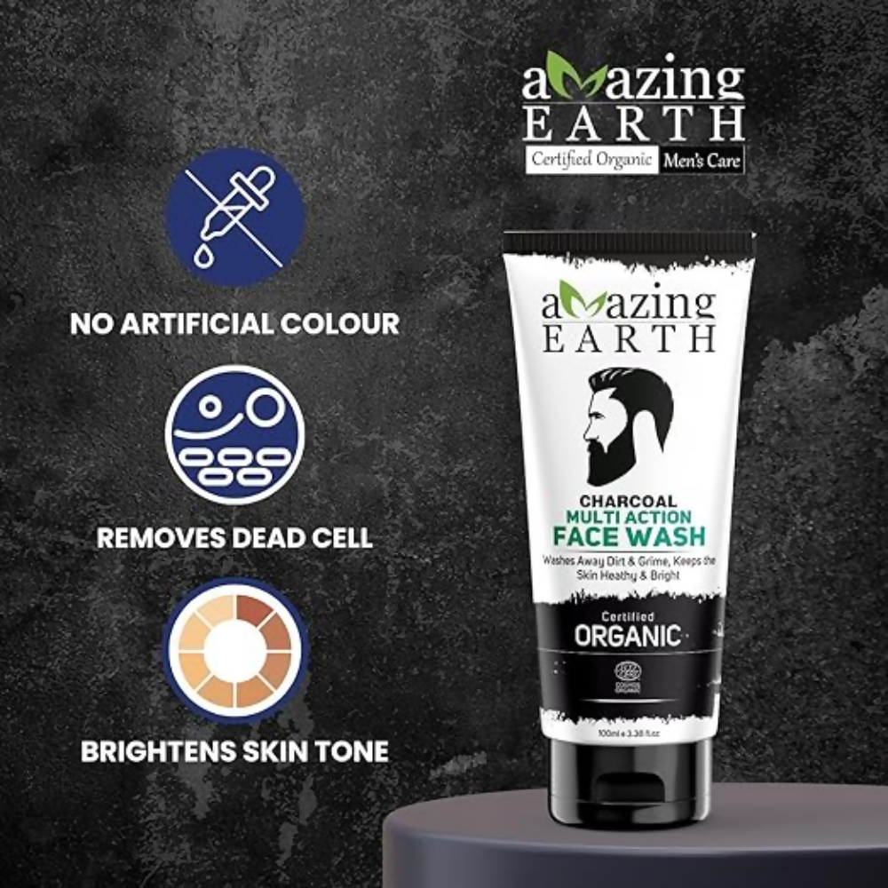 Amazing Earth Certified Organic Activated Charcoal Face Wash | Grocsy