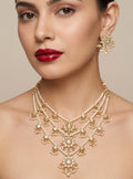 Jewel City Traditional Kundan & Pearl Layered Necklace Set - Handcrafted Ethnic Jewellery for Weddings | Grocsy