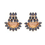 Nuyug 22K Gold Plated Crystal Studded Contemporary Floral Shaped Stud Earrings | Grocsy