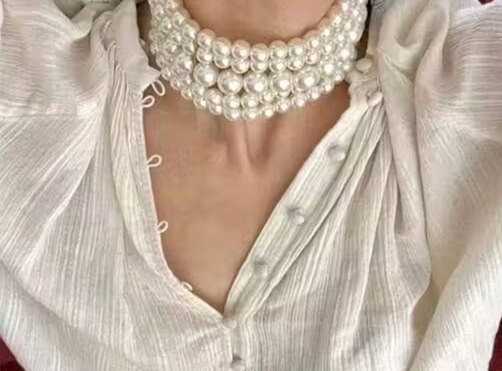 Jewel City White Multi-Strand Pearl Choker Necklace | Elegant Layered Pearl Statement Jewelry | Grocsy