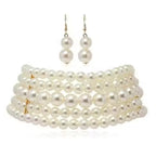 Jewel City White Multi-Strand Pearl Choker Necklace | Elegant Layered Pearl Statement Jewelry | Grocsy