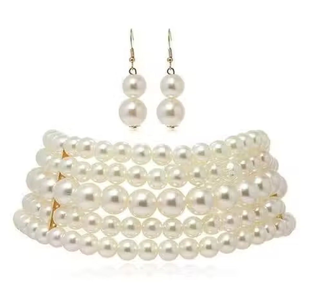 Jewel City White Multi-Strand Pearl Choker Necklace | Elegant Layered Pearl Statement Jewelry | Grocsy