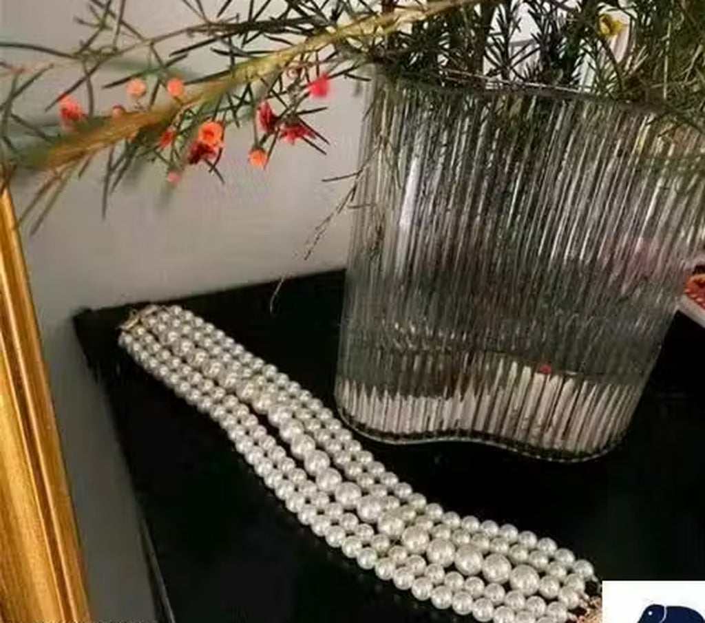 Jewel City White Multi-Strand Pearl Choker Necklace | Elegant Layered Pearl Statement Jewelry | Grocsy